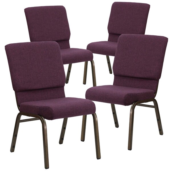 Flash Furniture 18.5"W Stacking Church Chair in Plum Fabric, 4PK 4-FD-CH02185-GV-005-GG - main